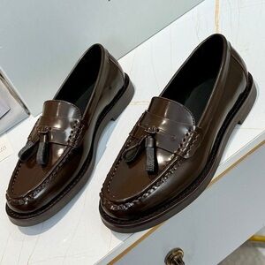 Women's Brunello Cucinelli Dark Brown Patent Leather Tassel Loafers